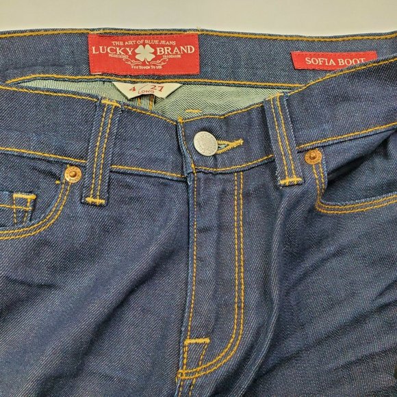 Lucky Brand 'Sofia' Boot Jeans Women's 4/27 Regular Blue Mid Rise Dark Wash - Picture 7 of 10